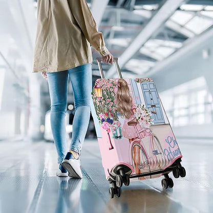 Travel Luggage Cover Suitcase Protector Fits 18-32 Inch Wheel Covers PatternedTravel Related Items Flower Luggage Protector Elastic S