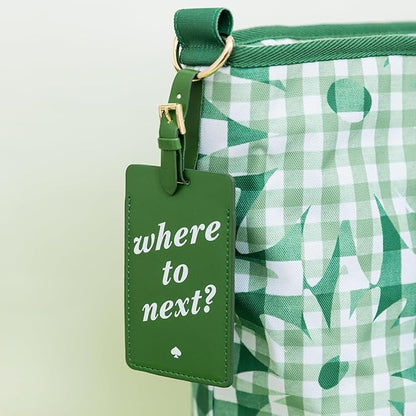Kate Spade New York Vegan Leather Luggage Tag for Women, Durable Suitcase ID Tag, Where to Next