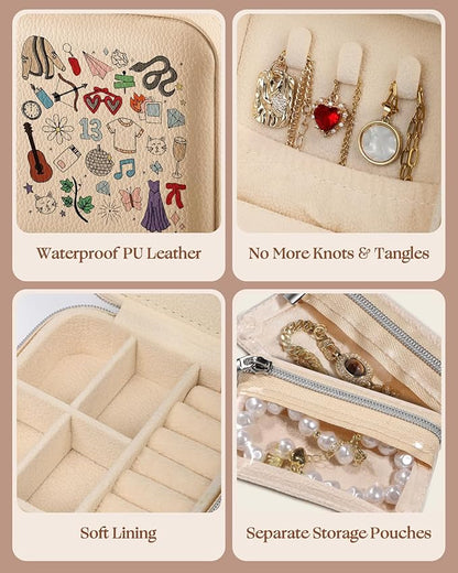 Bistup Travel Jewelry Case - Small Jewelry Organizers and Storage Box for Women Girls Teens Cute Traveling Jewelry Holder with Mirror Little Tiny Compact Modern Unique Aesthetic Pretty, Musician