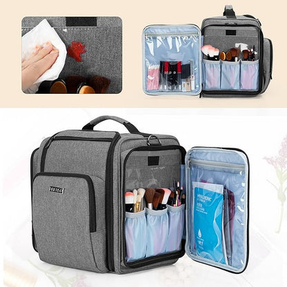 BAFASO Large Travel Toiletry Bag with 4 Removable Pouches, Multifunctional Makeup Bag Hair Bag for Toiletry and Makeup Supplies, Gray
