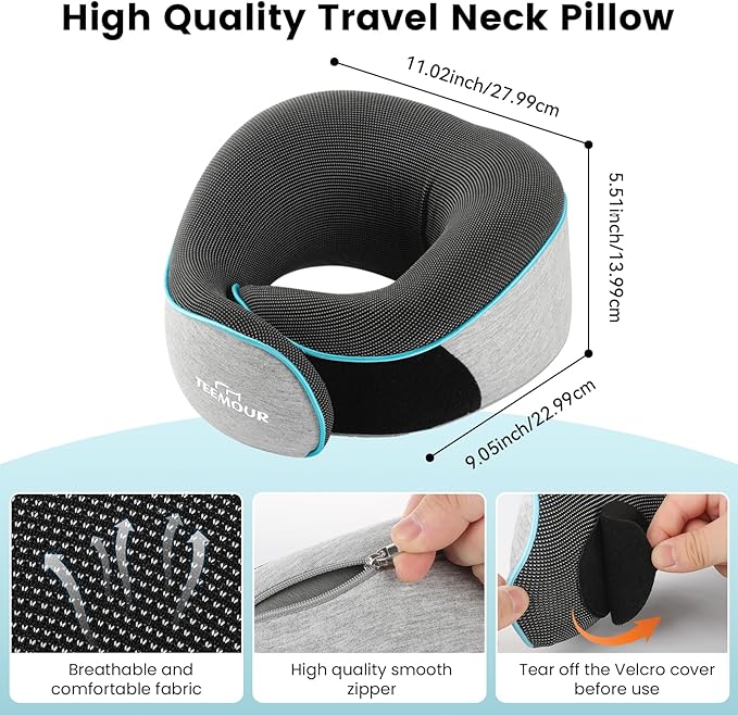 Upgraded Travel Neck Pillow Airplane- 360° Support Travel Pillows for Airplanes, Stocking Stuffers Gifts for women With Eye Mask & Earplugs, Portable Carry Bag for Long Flights| Best Travel Essentials