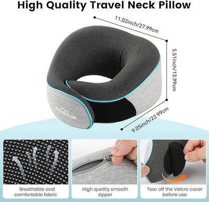 Upgraded Travel Neck Pillow Airplane- 360° Support Travel Pillows for Airplanes, Stocking Stuffers Gifts for women With Eye Mask & Earplugs, Portable Carry Bag for Long Flights| Best Travel Essentials