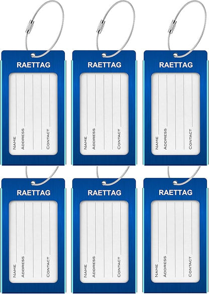 Luggage Tags Metal Suitcase Tags Travel Bag ID Identifier Luggage Tag (Blue 6-Pack)