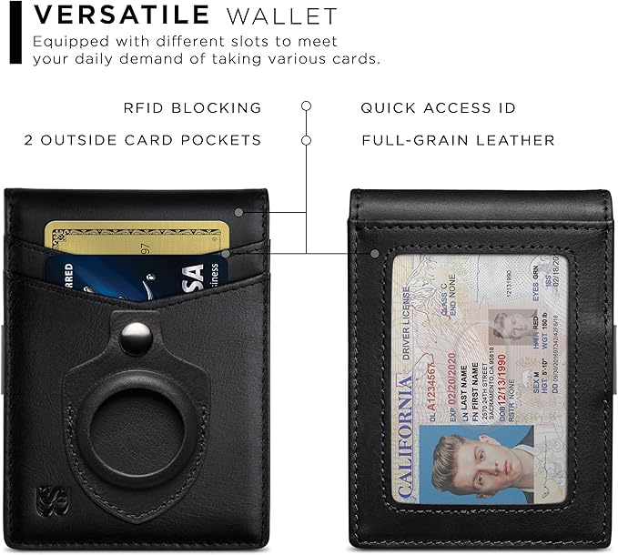 SERMAN BRANDS Money Clip Wallet - Mens Wallets slim Front Pocket RFID Blocking Card Holder Minimalist Mini Bifold