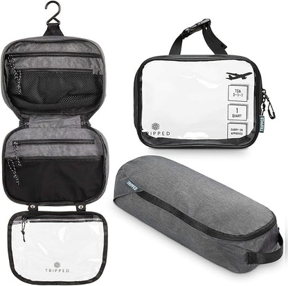Toiletry Bag Kit Set: Hanging Travel Toiletry Bag + 311 TSA Cosmetic Liquid Bag + Ultralight Accessory Organizer Pouch