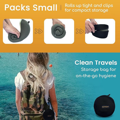 Cesperi® Travel Neck Pillow for Airplanes, Ergonomic Design, Airplane Neck Pillow with Memory Foam, Travel Essentials for Flights, Car Rides, and Home Rest, Large (Avocado Green)