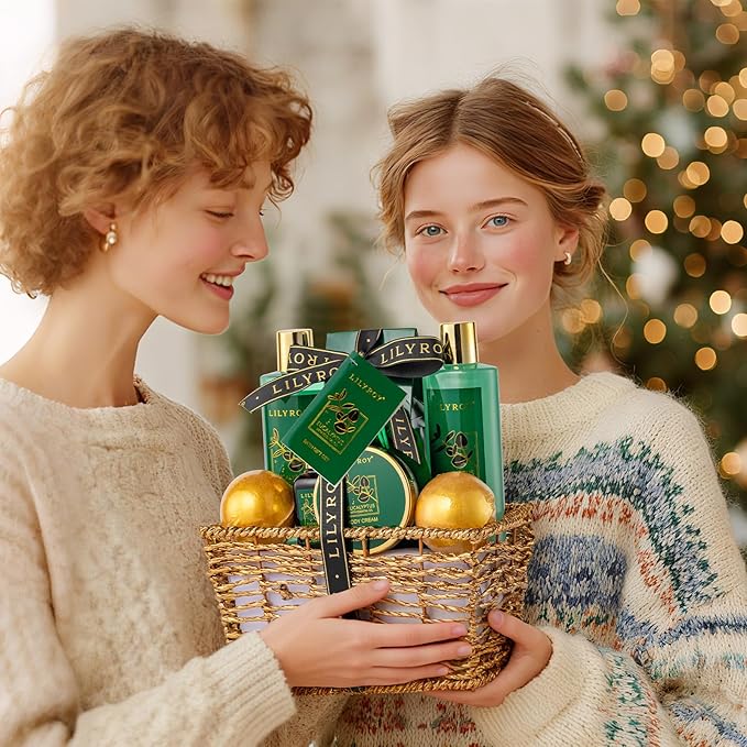 Bath and Body Gift Basket for Christmas - 10-Piece Eucalyptus Luxury Spa Set for Women & Men, Relaxation Ideal for Mothers Day, Father’s Day, Birthday with Shower Gel & More for Her & Him