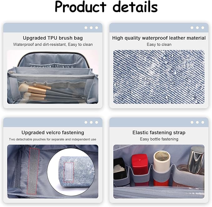 BOYATU Travel Makeup Bag Cosmetic Bags for Women: 3 Sets Large Capacity Make up Bag - Portable Toiletry Bags with Handle for Women(F-1-Blue)