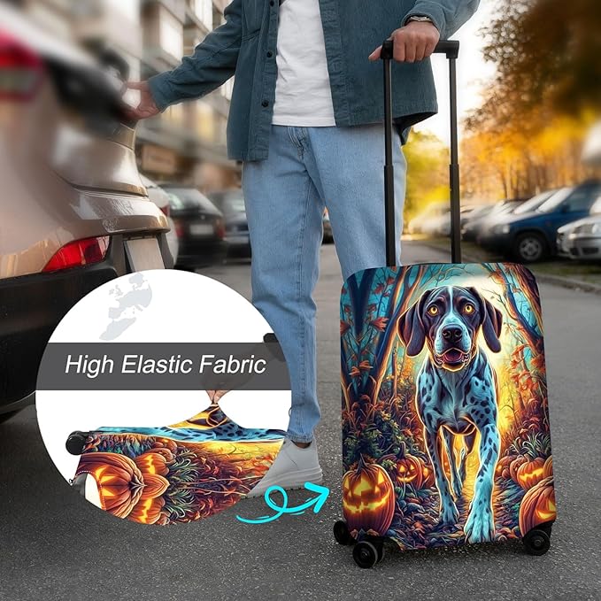 Luggage Cover Protector for 26-28 Inch Suitcases, TSA Approved Elastic Travel Suitcase Covers, Anti-Scratch Washable Luggage Sleeve for Carry On & Checked Bags, Shorthaired Pointer