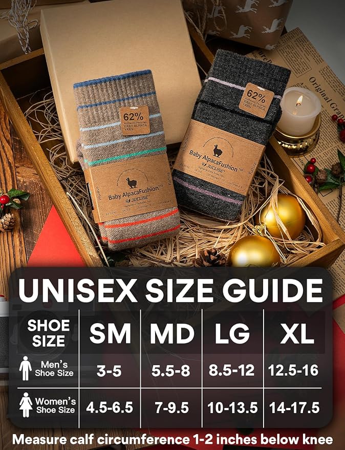 Alpaca Wool Heavyweight Knee High Compression Socks, Thick Winter Thermal Warm Soft Circulation Travel Flying