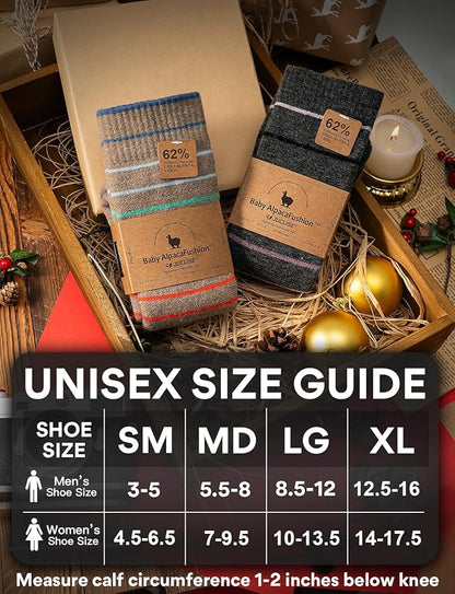 Alpaca Wool Heavyweight Knee High Compression Socks, Thick Winter Thermal Warm Soft Circulation Travel Flying