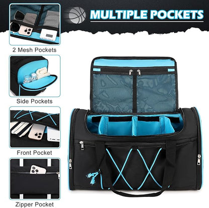 Sneaker Bag for Travel, Outdoor Sports Gym Bag Shoe Bags for 4 Pairs of Sneakers up to Size 14, Travel Duffel Bags with 3 Adjustable Dividers & Shoulder Strap, Sneakerhead Gift