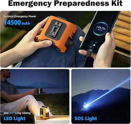 PANERGY Portable Waist Fan, 67H Runtime Wearable Fan with 4+1 Speeds, Storm Mode, 14500mAh Rechargeable Belt Fan with Dual Clip, Flashlight for Outdoor Jobsite(Orange)