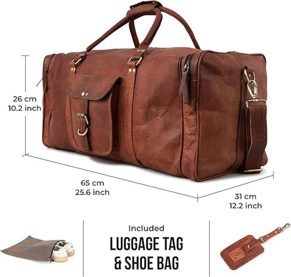 Berliner Bags Vintage Genuine Leather Duffle Bag New York XXL for Travel or the Gym, Weekender, Travel Bag, Overnight Bag for Men and Women - Brown