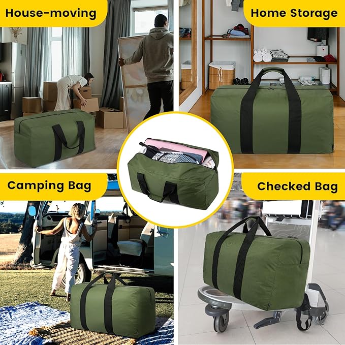 Vorspack Extra Large Duffle Bag for Travel - 100L Duffel Bag for Men Gear Bag for Storage Foldable Weekender Bag for Overnight Camping - Green