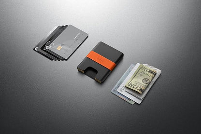 JAMES° The Lowe Minimalist CNC-Machined Aluminum Men's Wallet, Naturally RFID-Blocking, Simple, Clean, Slim - Black + Fire