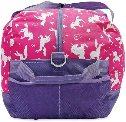 Lillian Vernon Personalized Duffel Bag for Kids, Roomy Pink Unicorn Weekender With Front & Side Compartment, Customizable Girls Sports & Travel Bags With Custom Name, 11" x 12" x 23"