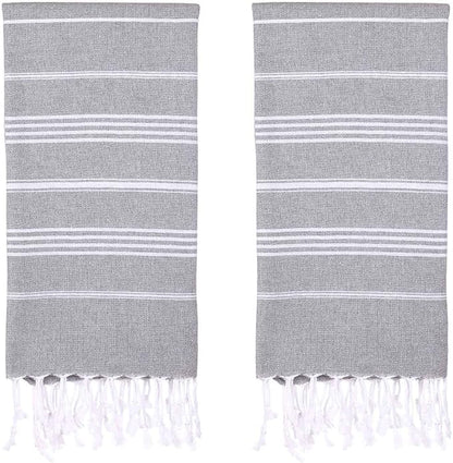 Turkish Beach Towels, Pack of 2 | Oversized, Quick Dry, Sand Free | 100% Cotton, Large 38x71 Towels for Beach, Pool, Travel | Ultra-Soft, Compact, and Absorbent | Gray