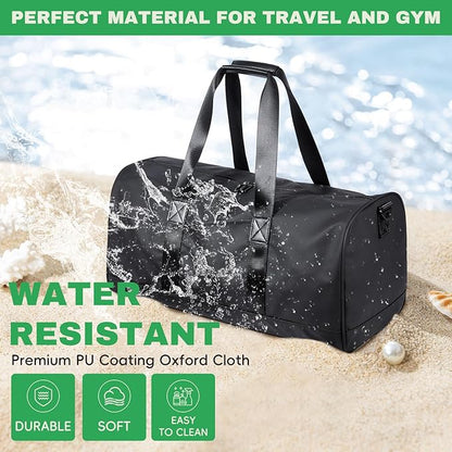 Gym Bag for Men with Shoe Compartment, 33L Duffle Bag for Traveling Overnight Weekend for Adults, Carry on Flight Approved, Black