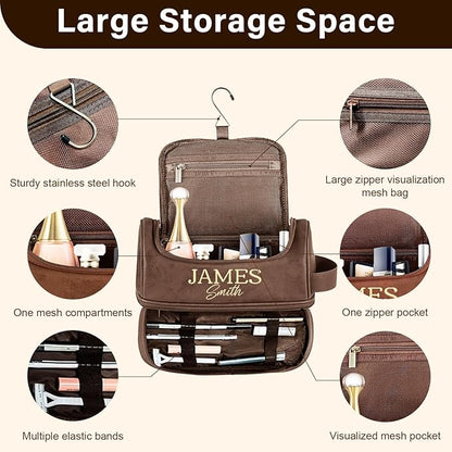 Personalized Gifts for Men, Mens Personalize Toiletry Bag, Custom Leather Toiletries Travel Bag, Customize Shaving Kit, Men's Gift Ideas for Christmas, Anniversary, Birthday, Dad, Grandpa, Lover