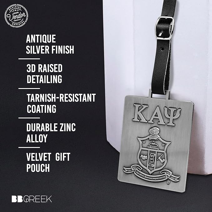 Kappa Alpha Psi Fraternity Paraphernalia - Official Vendor - Travel Luggage Tags - Set of 2 - Greek Letters and Shield