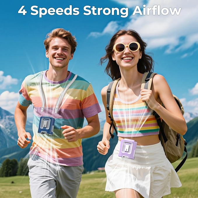 AMACOOL Mini Portable Waist Fan Clip on, 13000RPM 4-Speeds Personal Neck Fans, Up to 24H Battery Life, Rechargeable Wearable Shirt Belt Fan for Outdoor Work Jobsite Travel Camping, Gifts for Men