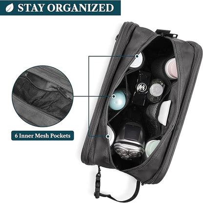 PAVILIA Toiletry Bag for Men, Travel Pouch Essentials Shaving Dopp Kit, Travel Bag Toiletries Organizer Case, Cosmetic Make Up Accessory, Water Resistant