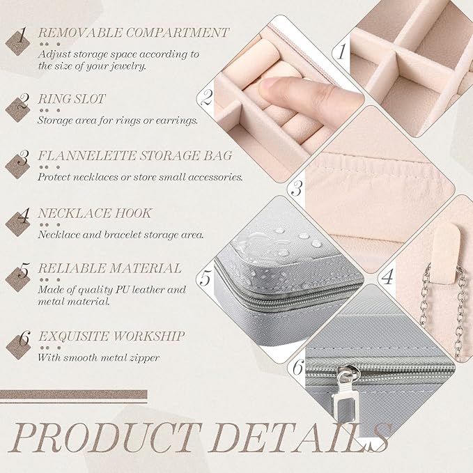 Yinkin 12 Pcs Mini Travel Jewelry Case Bridesmaid Proposal Gift Boxes, Small PU Leather Earring Organizer, Bulk Travel Accessories Portable Jewelry Holder(Gray)