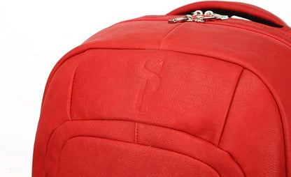 Sole Premise Leather Bag for Multi-functional Travel Carry-on with Shoe, Laptop and Clothes Compartments for Men & Women (Red)