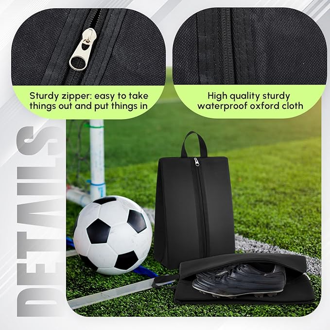 Leinuosen 4 Pack Smell Proof Shoe Cleat Bag for Travel Water Resistant Odor Absorbing Lightweight Golf Soccer Shoe Storage Organizer Pouch with Zipper for Gym Sports Work Men Women (Black)