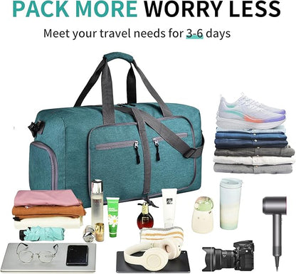 Dimayar 115L Travel Duffle Bag for Men Women - Foldable Duffel Bag with Shoes Compartment - Overnight Bags Waterproof & Tear Resistant(Green)