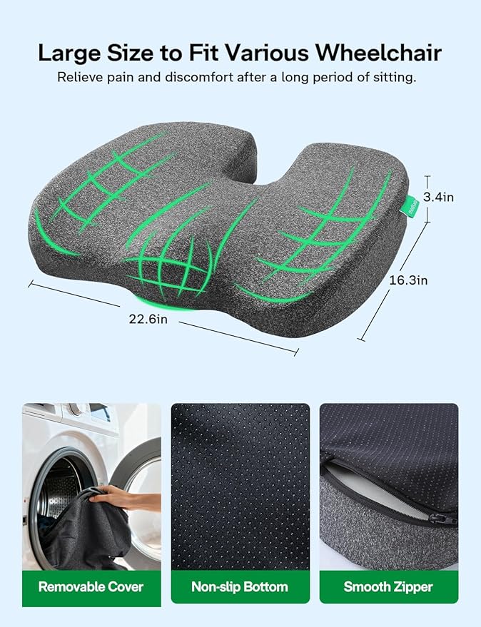Medisana Gel Wheelchair Seat Cushion for Pain Relief，GC 200G Seat Cushion for Tailbone, Sciatica, Back & Hip Support, Ergonomic Seat Pillow for Office, Car Seat & Wheelchair (Grey)