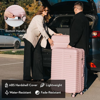 Nine West Suvi 2 Piece Luggage Set for Cruise & Extended Trips, 32" Large Expandable Suitcase & 20" Smart Carry On with USB Port, Hardshell Spinners Muted Lilac