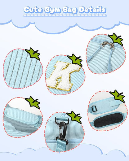 Cute Preppy Stuff for Daughter, Girls Gym Bag, Kids Personalized Dance Bags with Shoe Compartment, Customized Travel Tote with Toiletry Bag, Gifts for Teenager (Letter D)