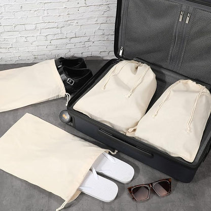 Hillban Shoes Bag for Travel Storage Dust Proof Cotton Drawstring Bag Breathable Pouch for Travel Home Pantry Accessories