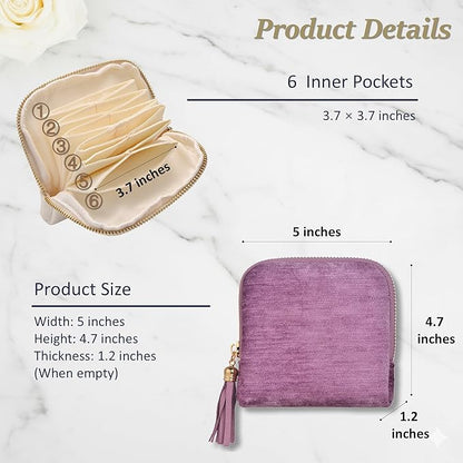 Small Travel Jewelry Case, Soft Velvet Organizer Pouch for Bangle, Bracelets, large Earrings, Beaded necklace, Anti-Scratch & Portable Jewelry Bag Holder for Travel & Everyday Use (Purple)