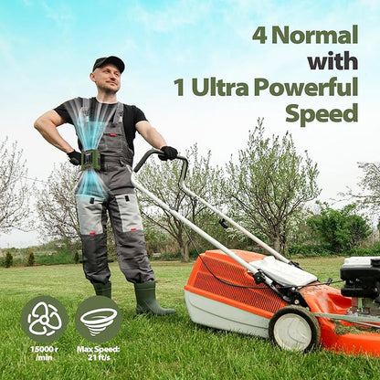 Portable Waist Fan - 14500mAh Rechargeable Battery, 67Hrs Cooling Belt Fan, 5 Powerful Speed & 360° Rotatable, Hands Free Clip On Waist With LED Light for Work Gift Camping Travel Outdoor