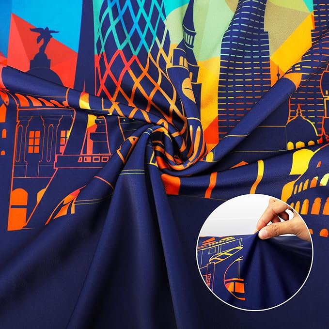 Travel Luggage Cover Protector Washable Suitcase Cover Fits 23-26 Inch Luggage (M,Blue,Landmark)