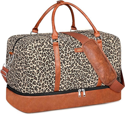 IBFUN Weekender Bags for Women, 21" Weekender Travel Bag, Travel Duffle Bag with Shoe Compartment Carry on Overnight Duffel Bag for Weekend Travel Business Trip