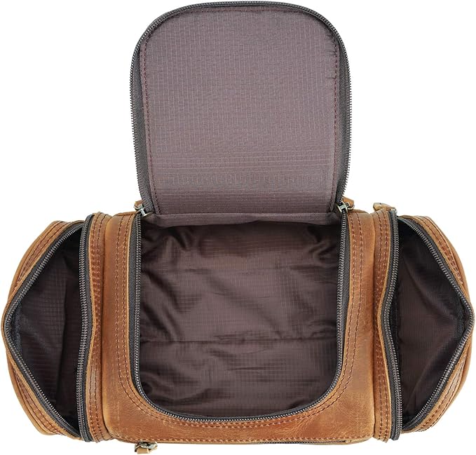 Polare Toiletry Bag Full Grain Leather Shaving Kit Dopp Kit Travel Case Wash Bag with YKK Zippers