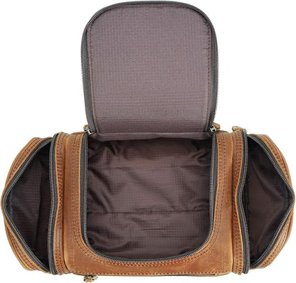 Polare Toiletry Bag Full Grain Leather Shaving Kit Dopp Kit Travel Case Wash Bag with YKK Zippers