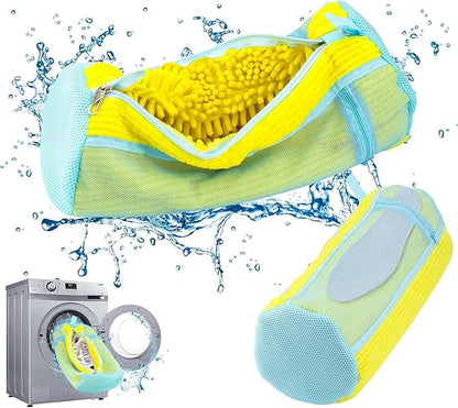 Shoe Washing Machine Bag - Set of 2 Shoe Washing Bags, Side Mesh for Insoles Sock, 360° Deep Clean Laundry Bag, Reusable Shoe Bag for Washing Machine, Shoe Cleaning Bag for Sneakers
