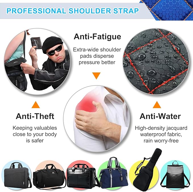 2 in 1 Anti-theft Bag Shoulder Strap with Pockets, 54 inch Travel Belt Ultra-Wide and Thick, Comfort and Stylish