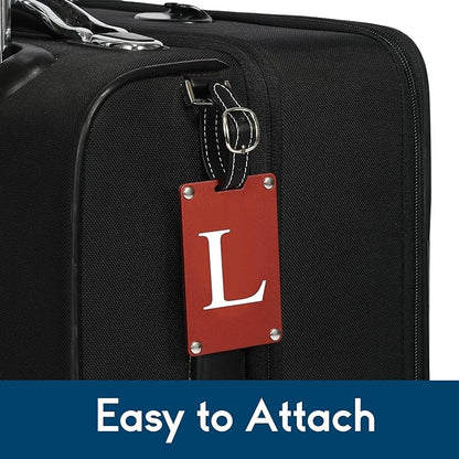 Premium 3-Layer Aluminum Luggage Tags by Fortuna - Easy to Claim, Laser-Engraved, Plastic-Free, and Eco-Friendly Luggage Tag Holders, 2-Pack, Red (L)