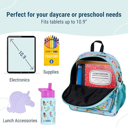 Wildkin 12-inch Kids Backpack – Padded, Adjustable, Ideal for Daycare & Travel (Mermaids)