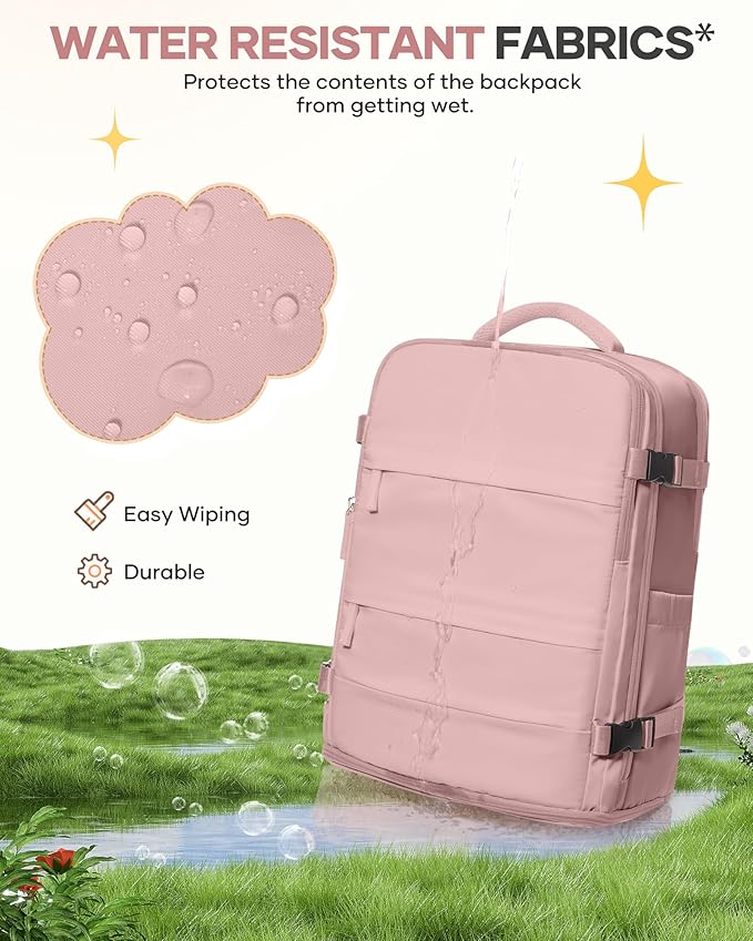 coofay Personal Item Travel Backpack for Women Airline Approved Carry on Backpack Flight Approved Waterproof Sports Luggage Backpack Casual Daypack Small Hiking Backpack Pink Backpack