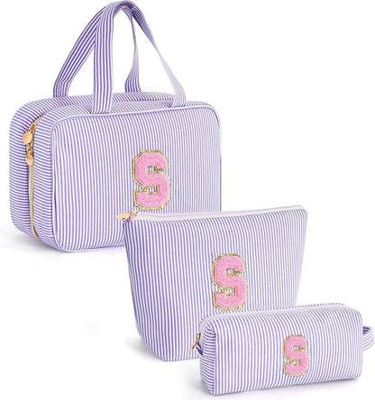 Sister Daughter Gifts | Birthday Gifts for 3 4 5 6 7 8 9 10 11 12 13 Year Old Girls | Monogram Toiletry Organizer Makeup Bag | Makeup Pouch | Stocking Stuffers for Teen Girls - Lavender S