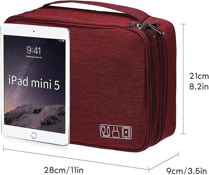 OrgaWise Electronics Organizer, Electronic Accessories Bag Travel Cable Organizer Three-Layer for iPad Mini, Kindle, Hard Drives, Cables, Chargers