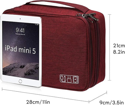 OrgaWise Electronics Organizer, Electronic Accessories Bag Travel Cable Organizer Three-Layer for iPad Mini, Kindle, Hard Drives, Cables, Chargers