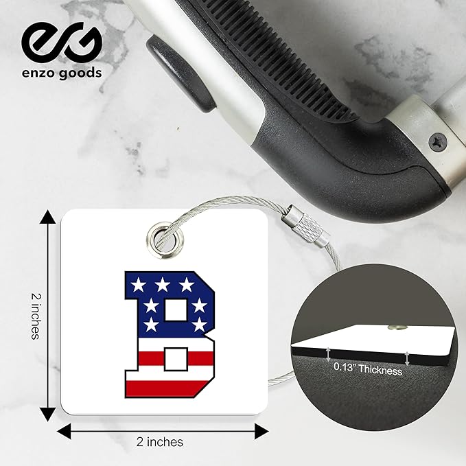 USA Initial Luggage Tag | 4 Pack | Personalized Luggage Tags for Suitcases | Choose Monogram Letter | Custom Fonts & Colors | Choose Tag Color